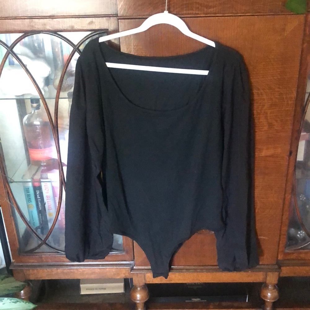 Black flowy long sleeve bodysuit